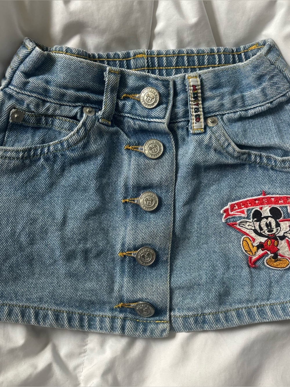 Vintage Denim Mini Skirt with Mickey Patch - 2T toddlers girls
